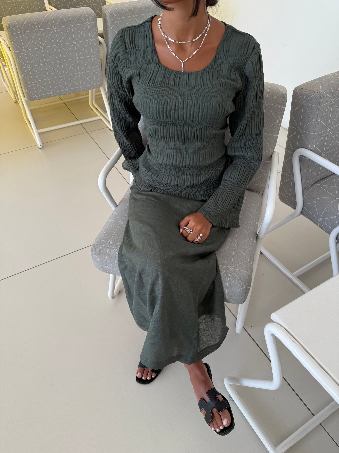 Linen set in green (next day delivery)