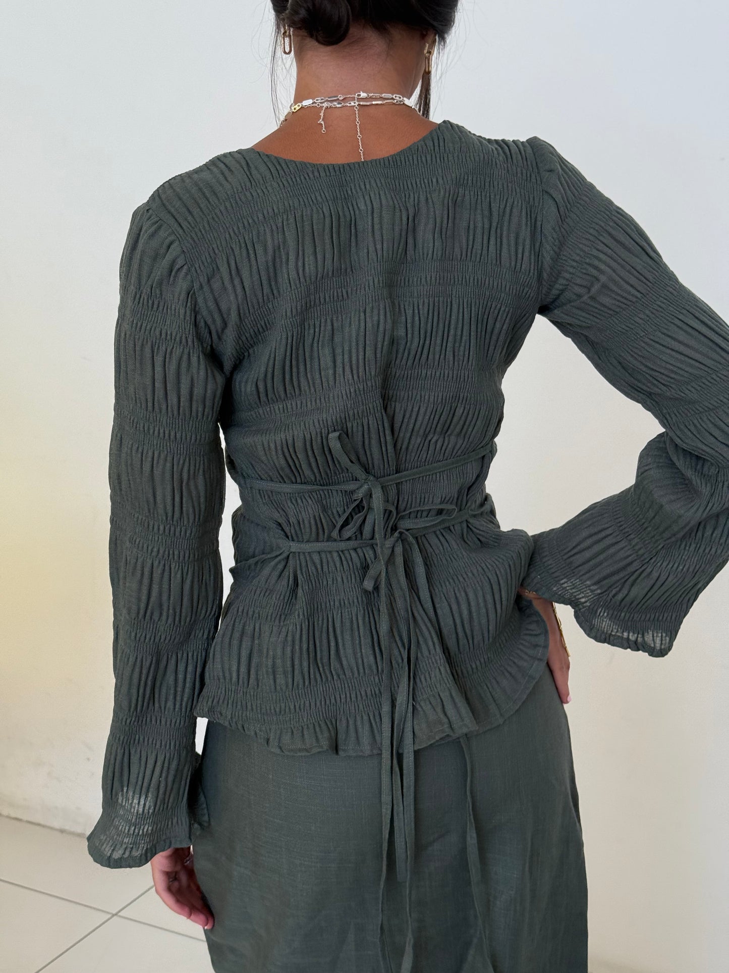 Linen set in green (next day delivery)